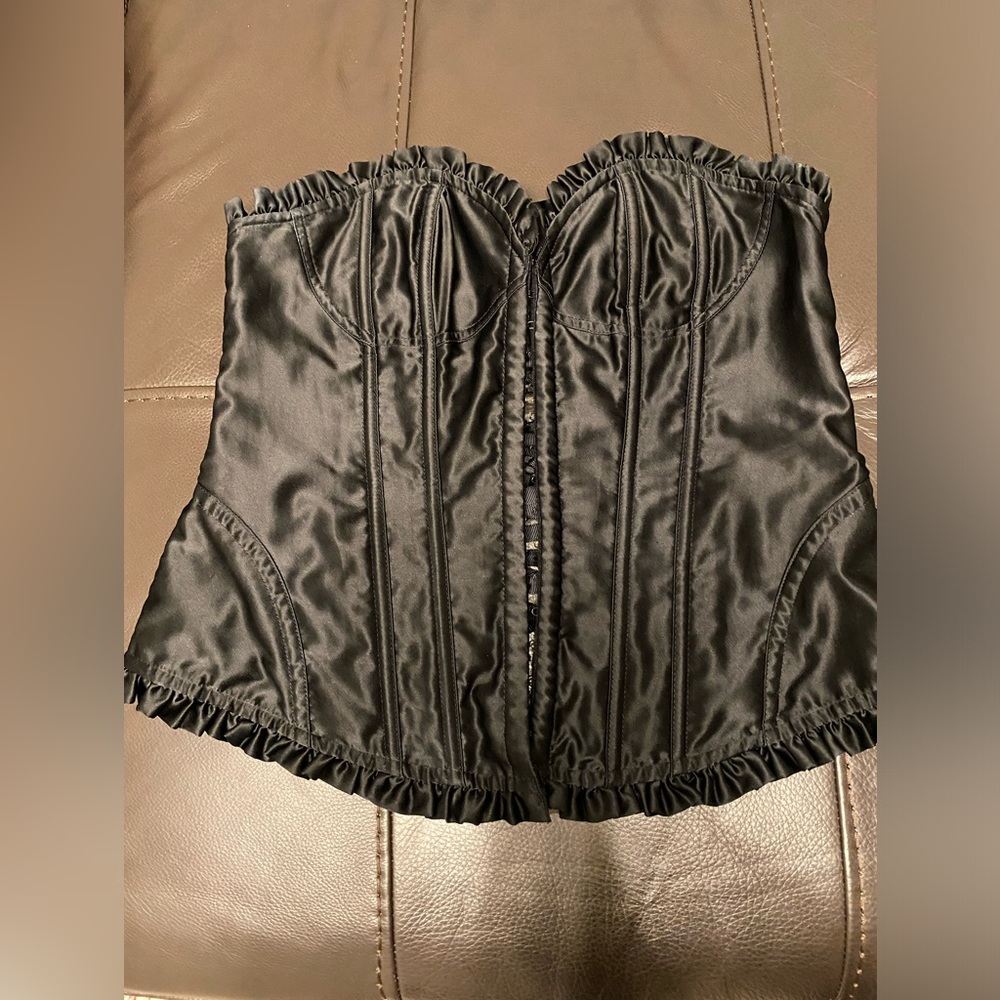 Victoria's Secret Black Satin Corset Bustier